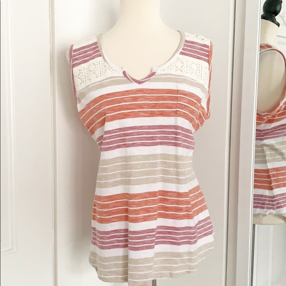 Aventura Size XL Organic Striped Sleeveless Blouse